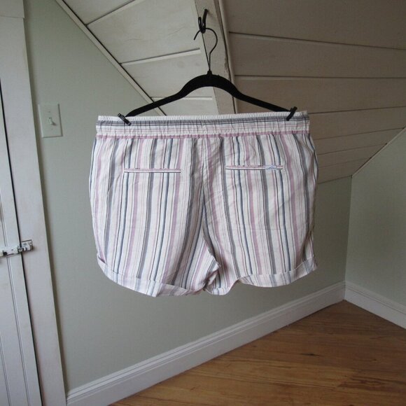 EDDIE BAUER SHORTS WOMENS STRIPED LINEN BLEND CUFFED LOUNGE BAGGY XL - Picture 8 of 13
